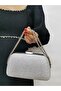 Women's Big Stone Silver Evening Dress Clutch Night Chain Wedding Bag - 2