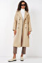 Beige 5940 Model Women's Double Breasted Collar Long Trench Coat - 2
