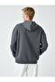 Hooded Oversize Sweatshirt Rose Gold Butterfly Printed Bat Sleeve - 4