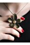 Natural Stone Citrine Natural Stone Floral Pattern Authentic Women's Necklace with 45 cm Chain Euk25S - 3