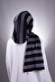 Gray Plain Classic Shawl Viscose Fabric with Glitter Stripe 202100_15 - 4