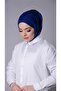 وشاح حجاب عملي جاهز من Saks باللون الأزرق من قماش ساندي مع أزرار خلفية 2206_24 - 3