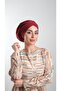 Claret Red Practical Ready-to-Fit Hijab Bonnet Sandy Fabric Gathered 2114_16