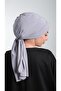 Gray Practical Ready-made Interlaced Hijab Bonnet Cut Fiber Plain 2111_15 - 3