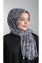 Gray Practical Ready-made Interlocking Hijab Scarf Staple Fiber Pleated Flower Patterned 1818d6_15 - 2