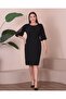 Women's Black Plus Size Sleeves Pearl Detailed Evening Dress - 3