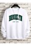 Brooklyn Men's Sweatshirt - Oversize Fit, Transfer Print, Cotton Inside, Raised Crew Neck