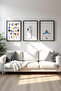 Set of 3 Paintings with Wooden Black Frame