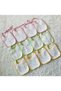Pack of 12 Pink Green Yellow Mixed Color Liquid Proof Lace-Up Baby Food Bibs
