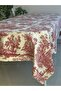 Sibelart Cream Panama Linen Edge Piccolo Toile De Jouy Pattern Table Cloth 150X260 - 2