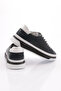 Men's Flat Sole Lace-Up Sneaker Shoes Navy White 109413616 - 3