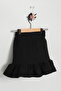 Girl's Knitted Skirt Black Skirt with Frilly Hem - 2
