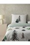 Pine Serenity Digital Printed Soft Cotton Double Duvet Cover Set Green - 3