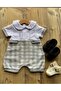 Baby Boy Plaid Shorts Overalls Gray - 2