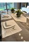 Royal 13 Piece 6-Person French Lace Tasseled Gold Glitter Ecru American Service Runner Napkin Set - 8
