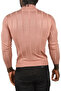 Men's Dusty Rose Slim Fit Lycra Non Pilling Half Fisherman Stripe Knitwear Half Throat - 5