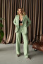 Women's Mint Green Blazer Jacket Palazzo Pants Suit - 2