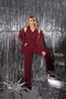 Women's Burgundy Blazer Jacket-Vest-Pants Set - 3