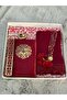 Claret Red Religious Gift, Prayer Rug Set, Bridal Bundle, Gift - 2