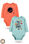 2-Piece 100% Cotton Organic Printed Snap Fastener Baby Bodysuit