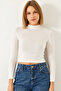 Women's White Half Turtleneck Blouse 4001 60261210