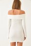 Women's White Madonna Collar Midi Length Dress 0202 60261222 - 4