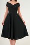 Women's Black Stretchy Fabric Double Breasted Neck Design Black Midi Dress 046 - 5
