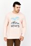 Men Crew Neck Long Sleeve Graphic Print Sweatshirts, Peach