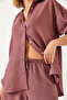 Women's Plum Fish Scale Fabric Top and Bottom Set 6003 60351296 - 2