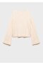Knitted Patterned Flared Sleeve Sweater - 3