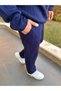 Pants Thick Ribbed Pockets Wide Leg Elastic Waist Knitwear Cotton Comfortable Fit Sweatpants Trousers - 4