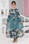 Girl's Floral Patterned Chiffon Long Hijab Dress