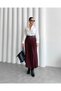 High Waist Double Belt Detailed Long Skirt with Side Slit - 3