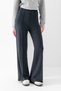Women's Smoked High Waist Shaping / Sculpting Front Ribbed Modal Fabric Wide Leg Pants Leggings - 6