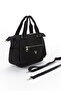 Black Multi-Compartment Pocket Satin Waterproof Fabric Column Strap Shoulder Bag - 4