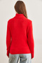 Women's Red Turtleneck Soft Textured Bearded Sweater Kzk- 19000861 - 2
