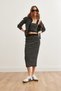 Women's Black 3-Piece Striped Knitwear Set Tkm- 19000322 - 3
