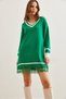 Women's Grass Green V Neck Lace Detailed Knitwear Dress Elb- 19002283 - 5