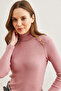 Women's rose pink button-shoulder turtleneck cropped sweater kzk-19000495 - 5