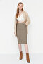 Beige Midi Pencil Knitwear Skirt TWOAW20DU0006