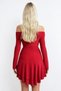 Women's Red Madonna Neckline Skirt Flounce Sandy Dress Alc-X13328 - 6