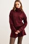 Women's Burgundy Top Sweater Bottom Mini Skirt Knitwear Set Tkm-19000260 - 3