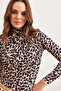 Women's Beige Leopard Drape Detailed Flowy Stylish Blouse Blz- 19002712 - 3