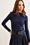 Women's Zebra Navy Blue Boat Neck Sandy Blouse Blz- 19002803 - 2