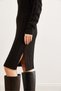 Women's Black Waistband Slit Hair Knit Mini Dress Elb- 19002289 - 5