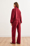 Women's Burgundy Bottom-Top Polo Collar Thessaloniki Set Tkm-19000324 - 8