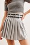 Women's Gray Double Belted Pleated Mini Woven Skirt Etk- 19000288 - 6