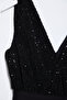 Black Double Breasted Collar Sequin Detailed Knitted Jumpsuit Tprss25Tu00000 - 4