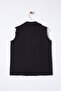 Siyah Oversize Leopar Astarlı Cep Detaylı Dokuma Kruvaze  Yelek TWOSS25YE00014 - 9