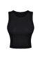 Siyah Fırçalı Soft Kumaş 2 Katlı İçi Pedli Spor Sütyenli Örme Üst/Bluz THMSS25BZ00001 - 7